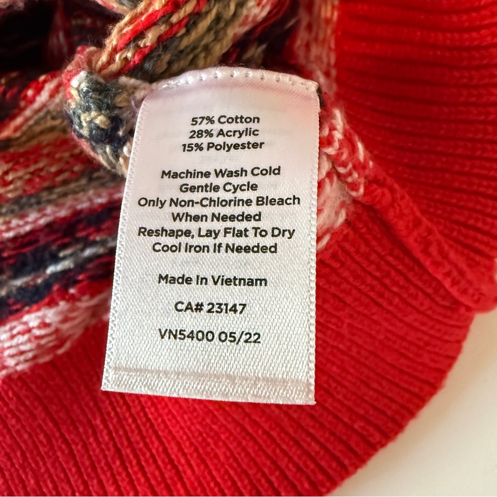 Talbots Sweater Womens S Black Red Ski Fair Isle Wool Blend Nordic Jacquard Red - Picture 4 of 6